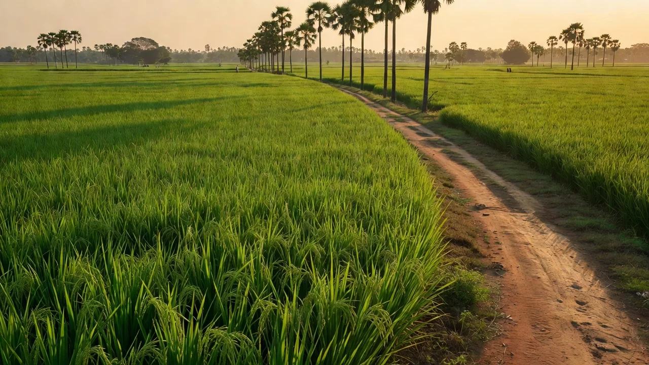 দিনাজপুরের সবুজ ধানক্ষেত ও গ্রামীণ প্রকৃতি