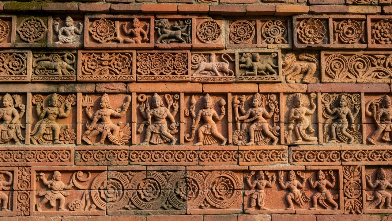 কান্তজির মন্দিরের দেয়ালে টেরাকোটা কারুকাজ